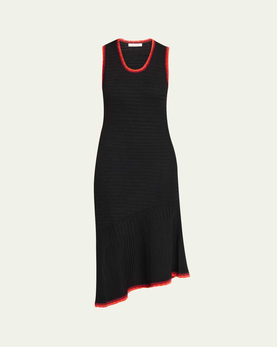 Sun Asymmetric Knit Cutout Sleeveless Midi Dress